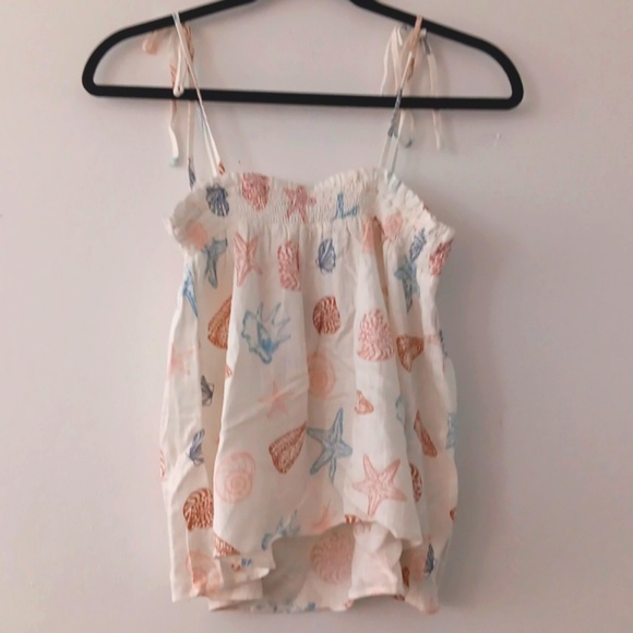 Loft Shell Print Smocked Tied Tank Top #3261 - Picture 4 of 7